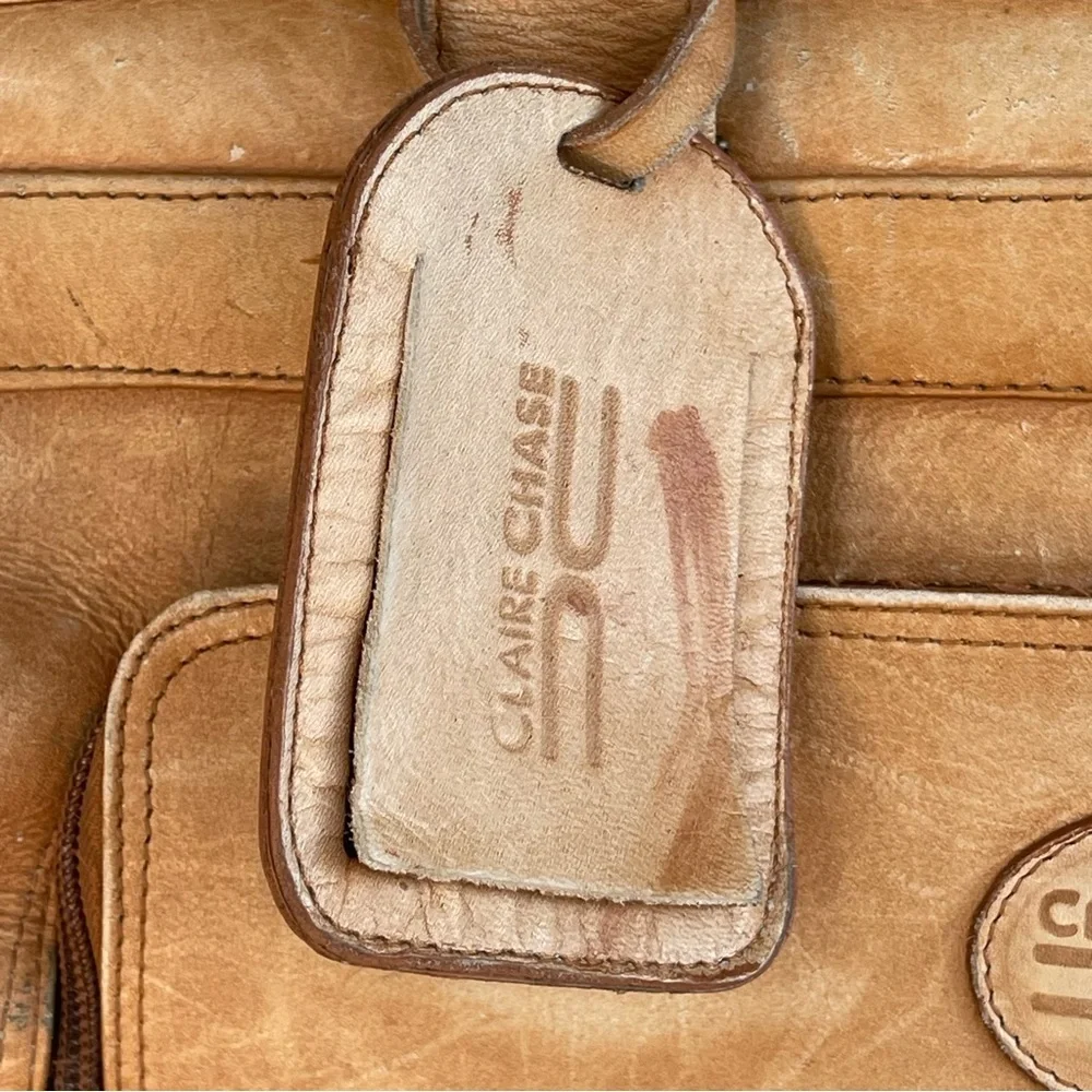 CLAIRE CHASE Genuine Leather Brown Briefcase Tan Leather Men's Bag